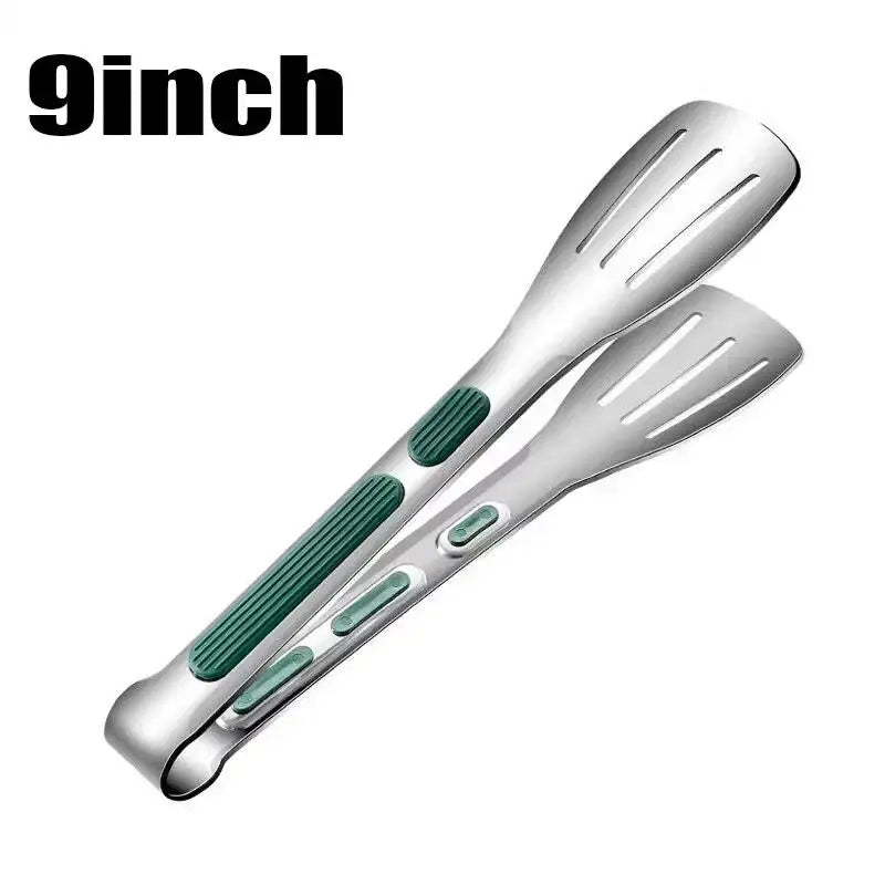 1-Piece Stainless Steel Barbecue Tong - Silver Non-Slip Silicone-Tipped, Oil-Resistant, Durable, Labor-Saving Kitchen Utensil for Barbecue Cooking Kitchen, BBQ Tools, Grilling Accessories, Salad Prep