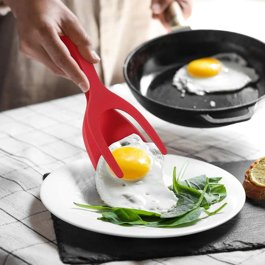 2-in-1 Silicone Turner & Tong, Dual Silicone Spatulas Multi-Use Set - Nonstick, Reusable, Food-Safe Materials Kitchen Utensil for Eggs, Pancakes, French Toast, Multi-Use Set Spatulas