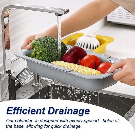UFORU Collapsible Drain Basket, Kitchen Sink Strainer, Vegetable Wash Basket, Storage Rack, Fruit and Vegetable Drain Basket, Draining Utensils,