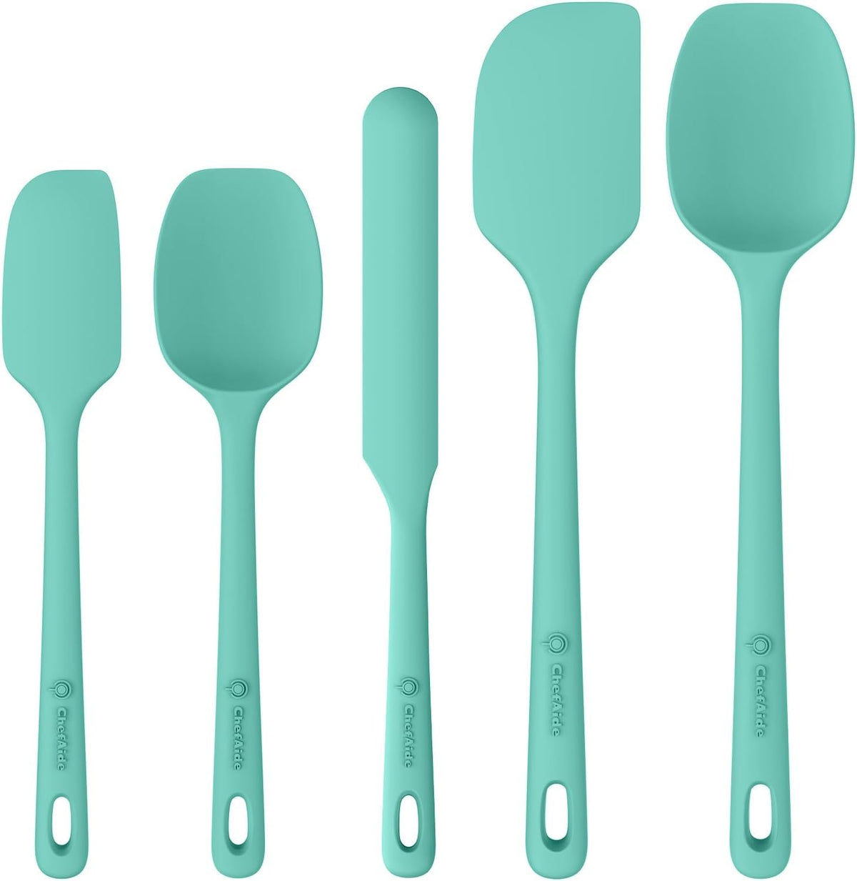 ChefAide 5 Pieces Silicone Spatulas Set, Heat Resistant Rubber Spatula