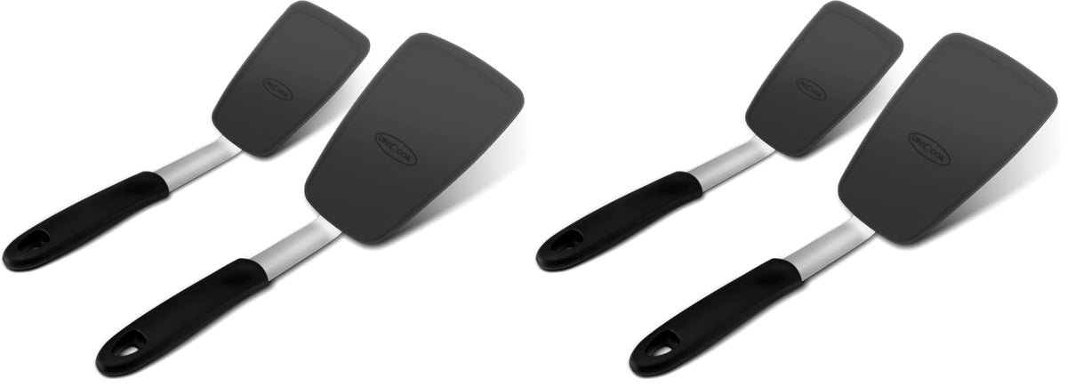 Unicook 2-Piece Silicone Spatula Turner Set for Everyday Cooking, Black