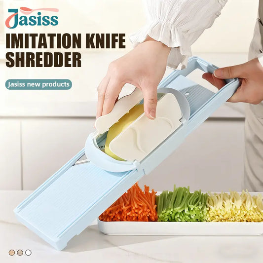 2-in-1 Multi-Function Handheld Slicer and Shredder, suitable for various vegetables and meats. Features two adjustable blades, easy to clean, ideal for both home and commercial use.,sohochic