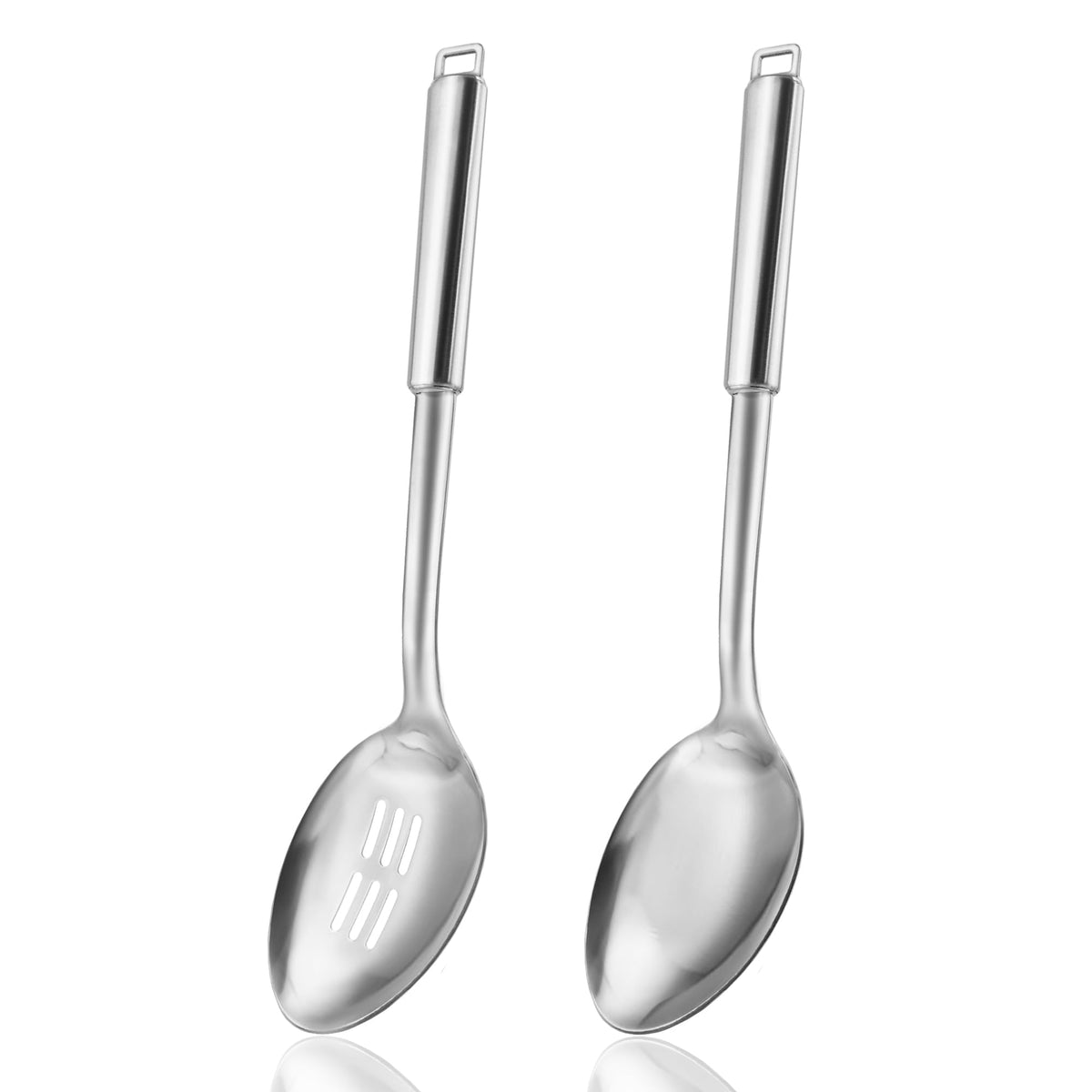 18/0 Stainless Steel Kitchen Cooking Utensil Set, Ergonomic Handle, Dishwasher Safe, Slotted Spoon, Ladle, Turner, Serving Spoon for Housewarming Daily Use Commercial, Pack of 4