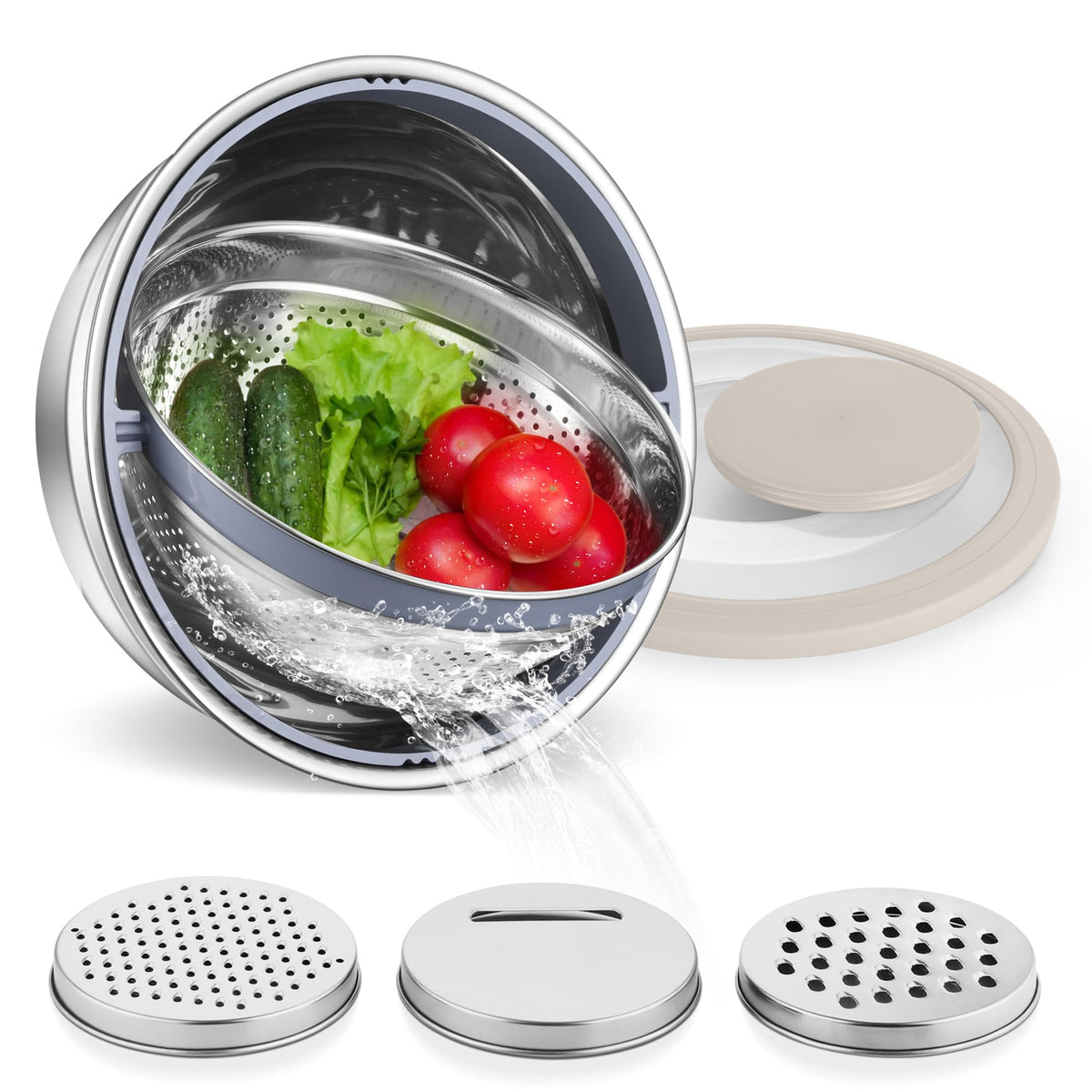 E-far Colander with Mixing Bowl Set, 4-1 Stainless Steel Kitchen Strainer