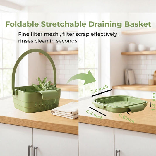 Kitchen Foldable Hanging Sink Drain Basket - Faucet Hanging Strainer Basket