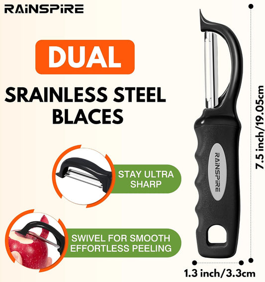 Swivel Vegetable Peeler Soft Comfort Handle Sturdy Long-Lasting 1Pcs Black