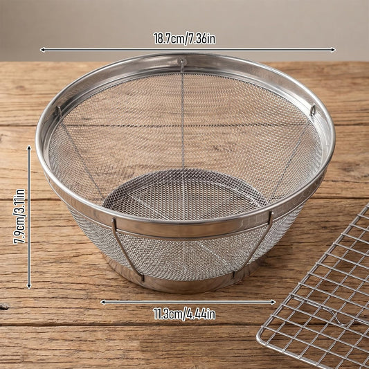 Rice Strainer Fine Mesh, Stainless Steel Colander Fine Mesh Strainer for Pasta, Rice, Fruit, Metal Net Baskets for Strain, Drain, Rinse or Steam