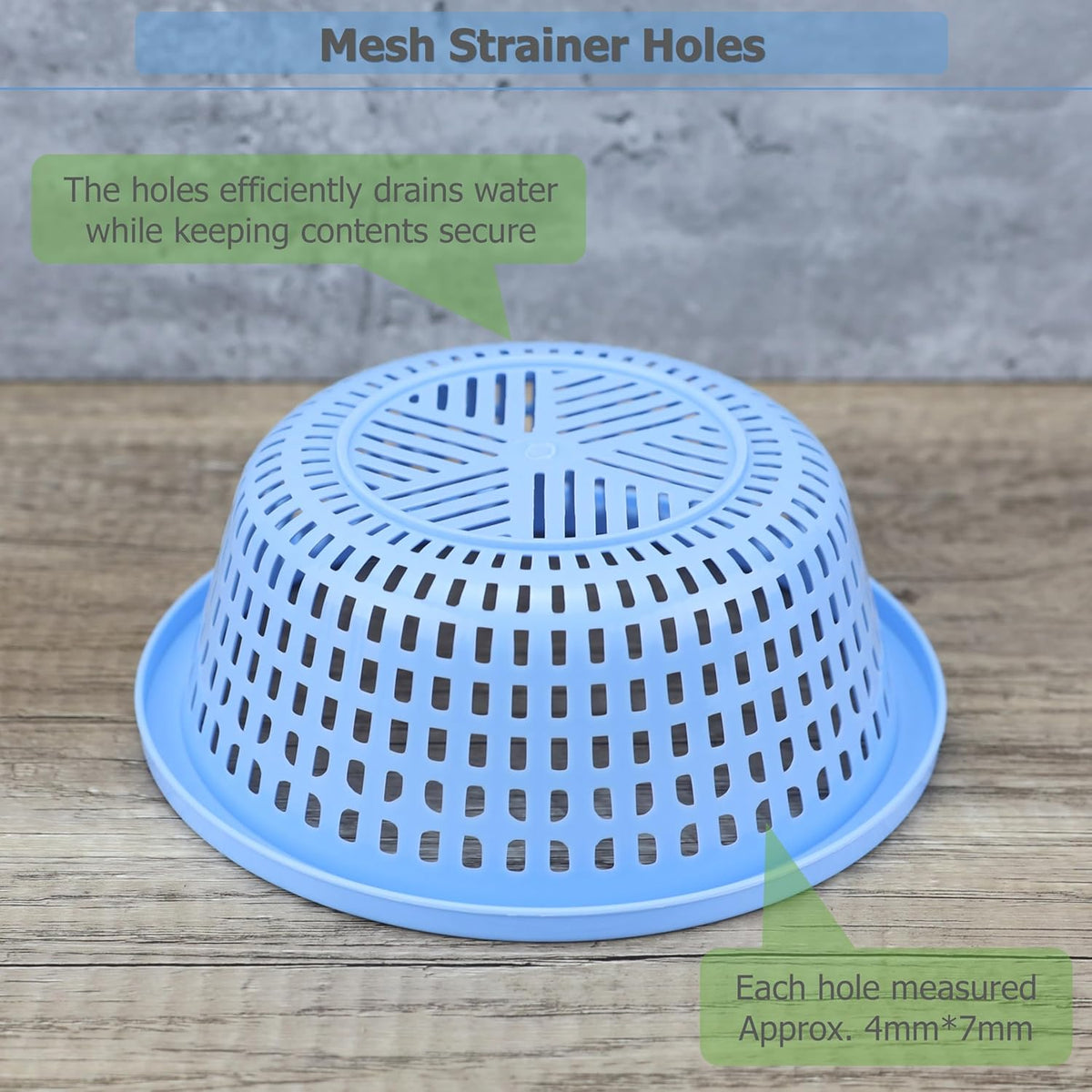 EIKS 3 Pack Small Colander, Mini Plastic Strainer Basket, Diameter 7-inch