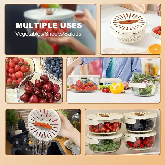 Multifunctional Kitchen Colander Basket with Lid - Pasta Drainer, Salad Bowl, Collapsible Strainer for Washing Fruits-Vegetables, Refrigerator Storage, Foldable Handle Kitchen Utensils, Collapsible Strainers For Kitchen