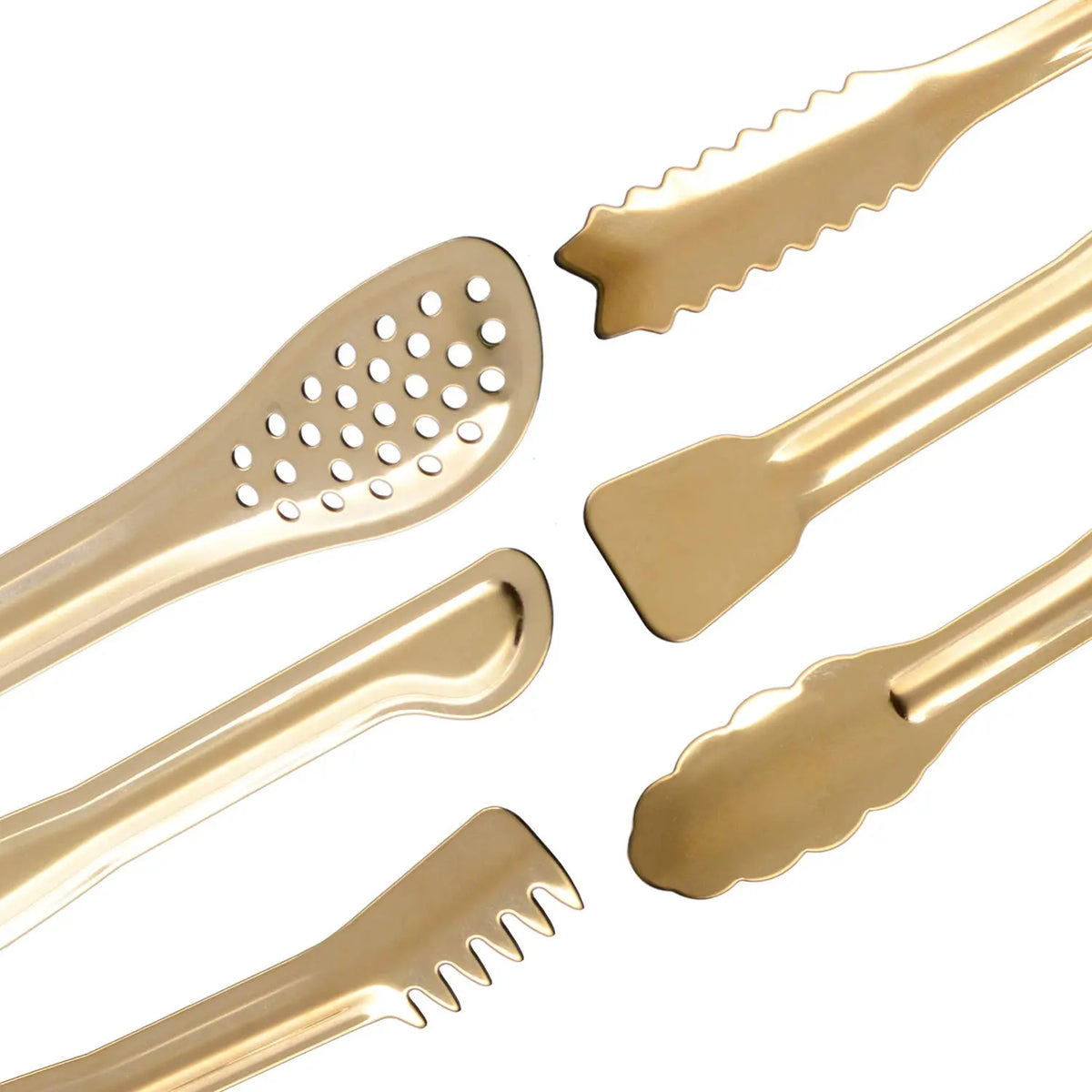 6-Inch Gold-Plated Stainless Steel Mini Serving Tongs Set of 6, Multi-Use Gold Kitchen Utensils, Cheese Shred & Lemon Slice Server, Handles Sugar Cubes & Marshmallows, Tableware for Home Cooking