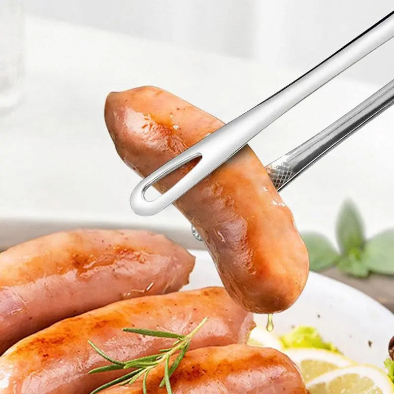 Stainless Steel 2-Piece Barbecue Utensils Multi-Size Set (11-in & 9.4-in) - Lightweight Solid Metal Food Tongs, Chef’s Kitchenware, 11" Steak Reach Tool for Grills, Pick Fish & Salads, Indoor-Outdoor Use, 11 Inches