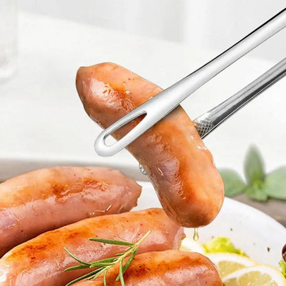 Stainless Steel 2-Piece Barbecue Utensils Multi-Size Set (11-in & 9.4-in) - Lightweight Solid Metal Food Tongs, Chef’s Kitchenware, 11" Steak Reach Tool for Grills, Pick Fish & Salads, Indoor-Outdoor Use, 11 Inches
