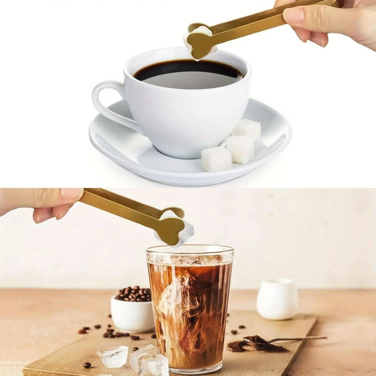 5pcs Golden Mini Tongs, Heart-shaped Sugar Cube Tong, Stainless Steel Small Serving Tong, Durable Ice Cube Tong, Tea Party Serving Tong, Nice Gift, Tea Making Tools, Tea Accessories, Utensils, Perfect for Coffee Bar/Wedding/Valentine's Day