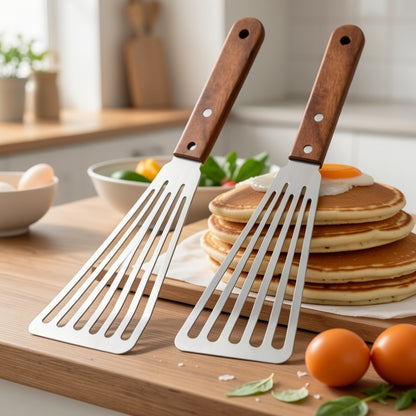 2pcs Stainless Steel Spatula - Fish Spatula, Slotted Spatulas for Cooking, Flipping, Turning, Frying And Grilling - Kitchen Utensils - for Home Cooks & Chefs - Perfect Gift for Foodies