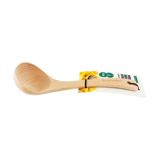 Love Harbor Natural Wooden Soup Ladle - Medium Size, Long Handle, Anti-Scald, Perfect for Porridge, Soup, Stirring