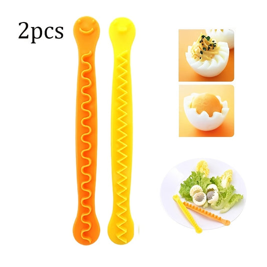 2pcs Random Style Fancy Cut Eggs Cooked Cutter Flower Shaped Tool Household Boiled Eggette Slicer Kitchen Gadget, Mandolines and Slicers