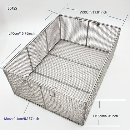 304 Stainless Steel Cleaning Basket, Metal Wire Mesh Basket, Cleaning And Filtering Equipment, Workpiece Drainage, Steaming, Frying, Screening And Filtering, High Load-Bearing Slag Separation, Rectangular, Storage, And Other Multi-Purpose
