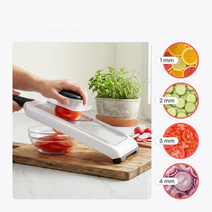 Fullstar Handheld Mandoline Slicer, Adjustable Vegetable Slicer with 4 Thickness Settings, Julienne Blade & Safety Guard