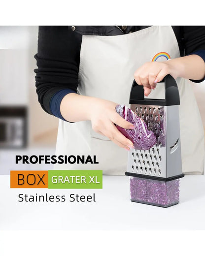 Cheese Grater With Container Box Grater Stainless Steel Graters for Kitchen Cheese Shredder Parmesan Shredder Kitchen Gadgets Kitchen Tools Kitchen Gifts for Chef Dishwasher Safe Zester