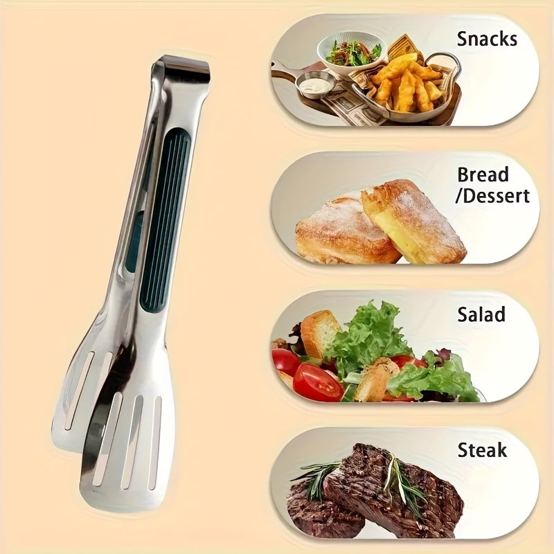 Stainless Steel Food Clip with Handle Ergonomic Grip Base for Barbecue Grill Salad Easy-To-Use Serving Tongs for Outdoor Hotel Buffet Home Kitchen Essential Kitchen Accessory for Cooking And Buffet Service Buffet Serving Tool