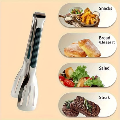 Stainless Steel Food Clip with Handle Ergonomic Grip Base for Barbecue Grill Salad Easy-To-Use Serving Tongs for Outdoor Hotel Buffet Home Kitchen Essential Kitchen Accessory for Cooking And Buffet Service Buffet Serving Tool