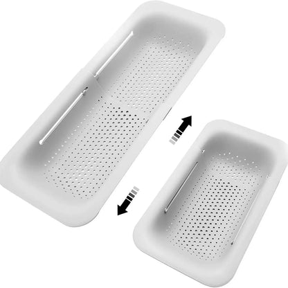 Collapsible Kitchen Colander - Sturdy Pasta Draining Basket with Holes, Sink Strainer, Vegetable Wash Container, Utensil Storage Rack