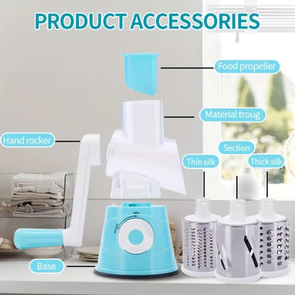 MIUVA 7-in-1 Multifunctional Cheese Grater & Vegetable Slicer Manual Food Grater for Potatoes BPA Free Kitchen Plastic Stainless Steel Chopping Utensils Thanksgiving tableware TikTokShopBlackFriday Christmas Gift