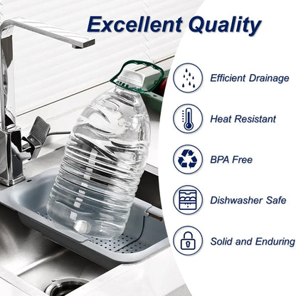 UFORU Collapsible Drain Basket, Kitchen Sink Strainer, Vegetable Wash Basket, Storage Rack, Fruit and Vegetable Drain Basket, Draining Utensils,