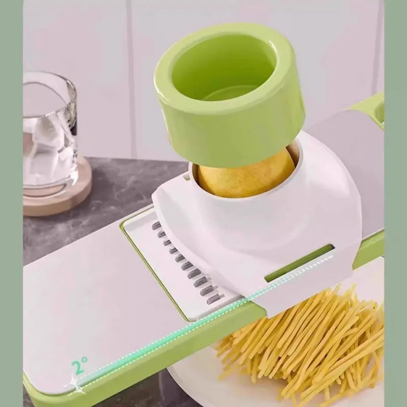 6-Piece Durable Multifunctional Vegetable Slicer Set - Interchangeable Stainless Steel Blades, Safe Hand-Held Grater for Potatoes & Carrots Vegetable Cutter