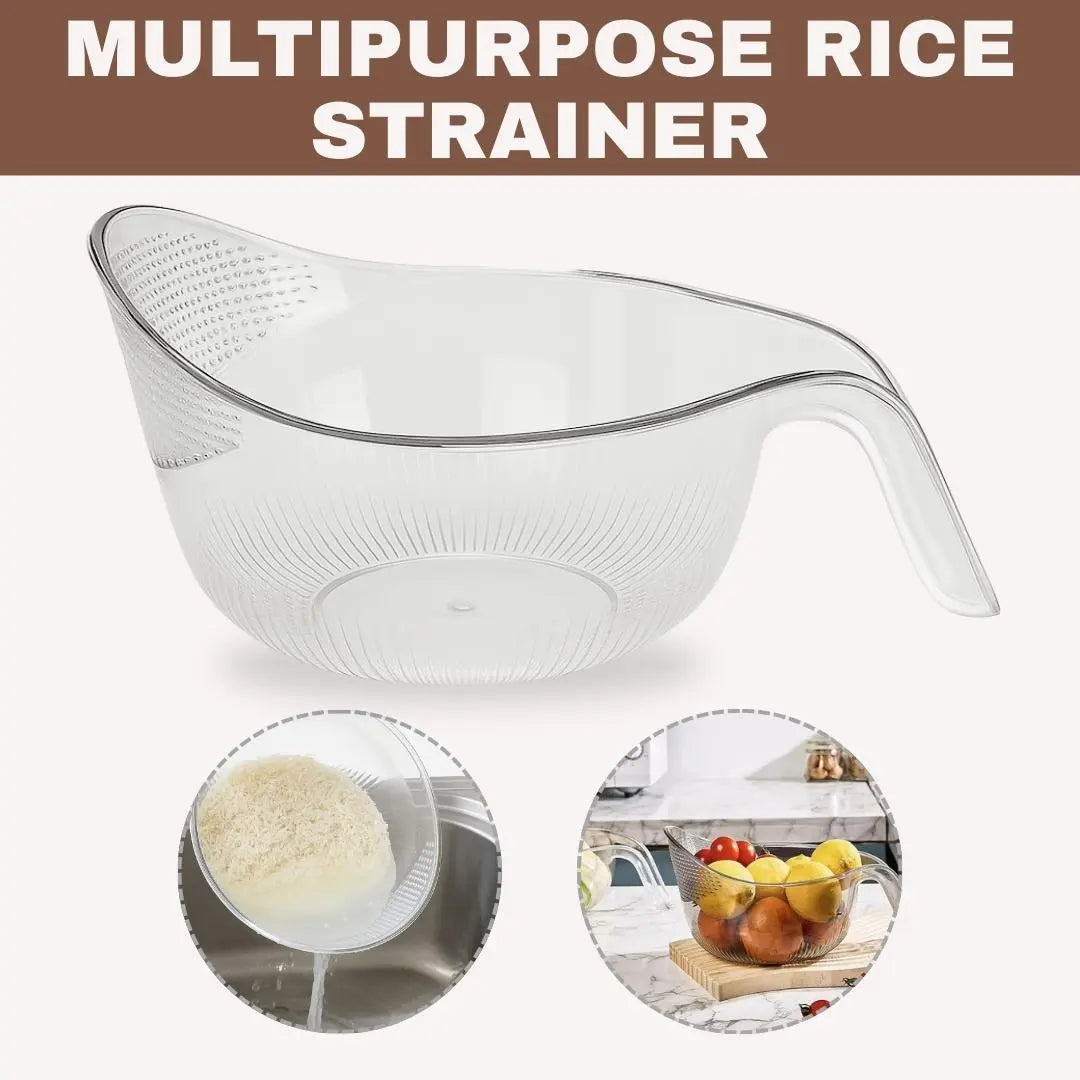 Handy Aesthetic Silicone Basket Rice Strainer with Handle - Sturdy BPA-Free Transparent Plastic Kitchen Colander, Multifunctional Household Kitchen Supplies for Daily Cooking Draining, 9.61" L × 3.28" W × 4.26" H, 7.5 oz,sohochic