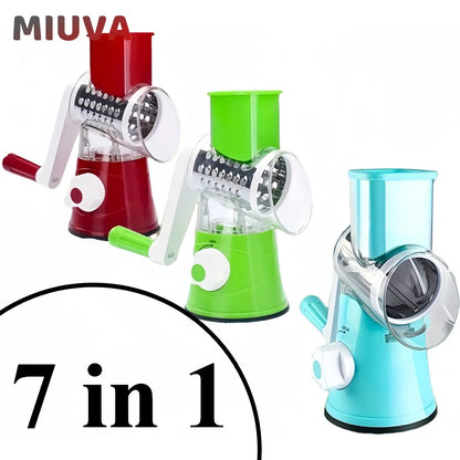 MIUVA 7-in-1 Multifunctional Cheese Grater & Vegetable Slicer Manual Food Grater for Potatoes BPA Free Kitchen Plastic Stainless Steel Chopping Utensils Thanksgiving tableware TikTokShopBlackFriday Christmas Gift