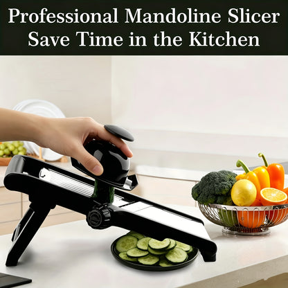 Mandoline Food Slicer, Adjustable Stainless Steel Food Vegetable Potato Onion Slicer French Fry Cutter, Tomato Slicer with Cleaning Brush