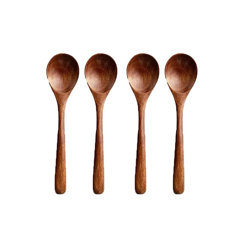 Natural Wooden Spoon Set of 4/6, Durable Eco-Friendly Long-Handled Cooking Spoons in Assorted Sizes for Cooking, Baking and Serving, Kitchen Utensils #GLOBAL PICKS