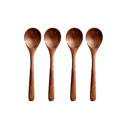Natural Wooden Spoon Set of 4/6, Durable Eco-Friendly Long-Handled Cooking Spoons in Assorted Sizes for Cooking, Baking and Serving, Kitchen Utensils #GLOBAL PICKS