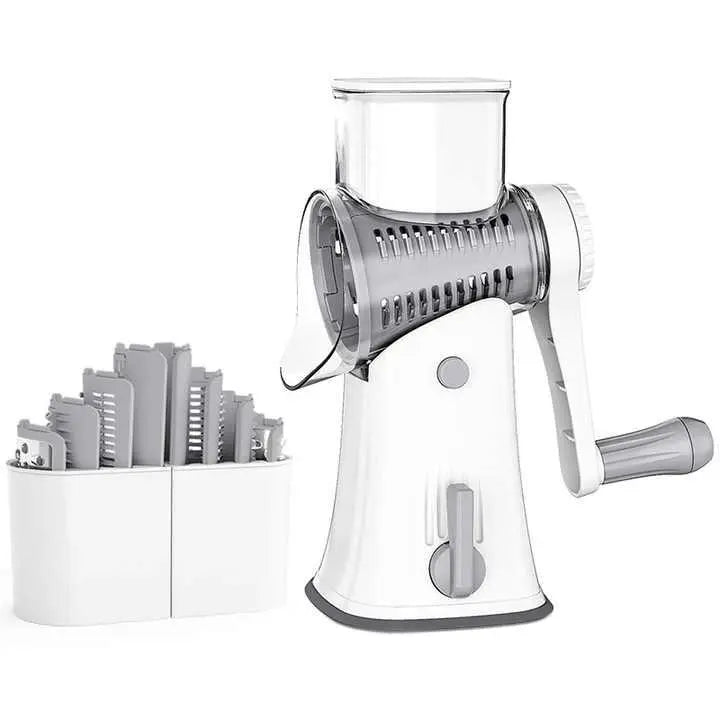 Rotary Cheese Grater with 5 Interchangeable Blade Shapes, Food Shredder Tool for Kitchen - Stable Suction, Easy to Operate, Shreds Cheese Fine Kitchen Utensil for Potato, Zucchini