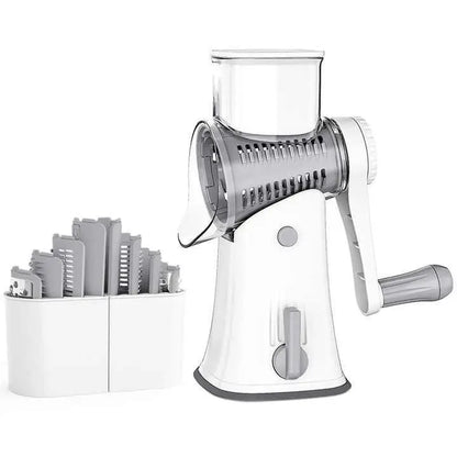 Rotary Cheese Grater with 5 Interchangeable Blade Shapes, Food Shredder Tool for Kitchen - Stable Suction, Easy to Operate, Shreds Cheese Fine Kitchen Utensil for Potato, Zucchini