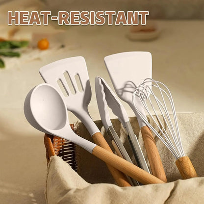 Kitchen Cooking Utensils Set, 33 pcs Non-stick Silicone Spatula Set with Holder Handle Heat Resistant Gadgets Utensil High quality