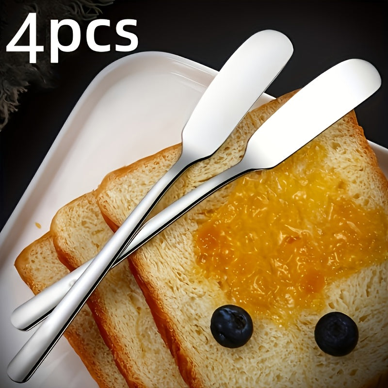 2pcs/4pcs Stainless Steel Round-Head Cheese Butter Spatulas – Ideal for Jam Spreading, Perfect with Cheese Desserts And Sandwiches, Portable Durable Easy-To-Use Kitchen Gadget