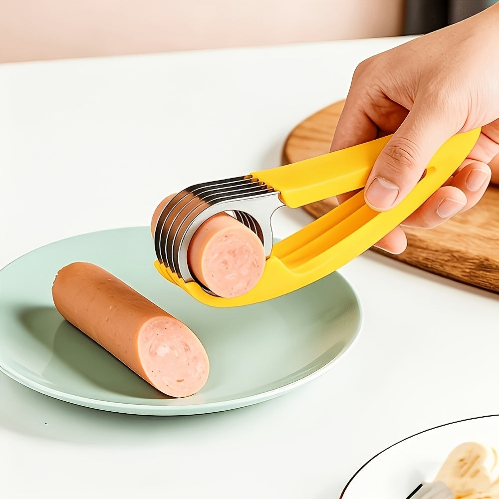 Banana Slicer, ABS + Stainless Steel And Vegetable Salad Peeler Cutter Kitchen Tools for Banana, Strawberry, Grape(1 Pcs)