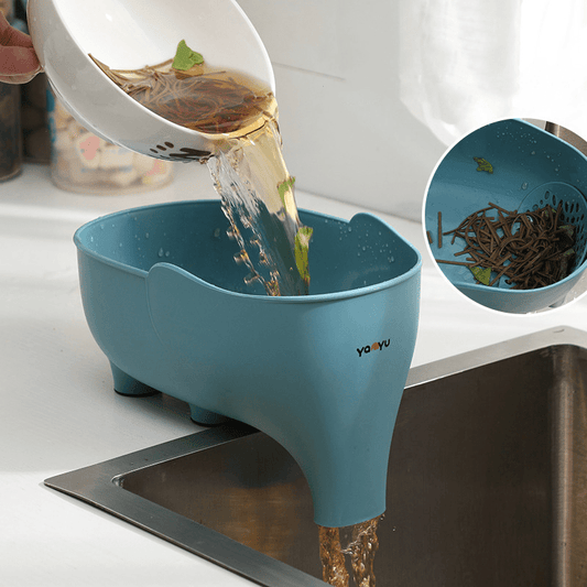 Elegant Elephant-Shaped Sink Strainer - Anti-Slip, Food-Safe Plastic Drain Basket for Kitchen, Fruit, Vegetable, And Soup Filter, Ideal for Leftover Collection, Kitchen Drainage Solution|Elegant Kitchen Accessory|Durable Plastic Strainer