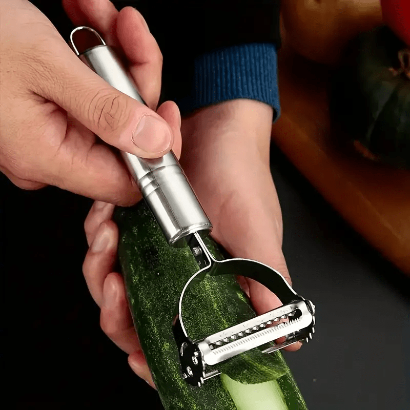 1pc Stainless Steel Multi-Functional Vegetable & Fruit Slicer & Grater - Manual Food Processor for Carrots, Cucumbers, Apples, Potatoes - Thanksgiving & Christmas Kitchen Essential, Safe Food-Safe Design, Vegetable Slicer And Chopper
