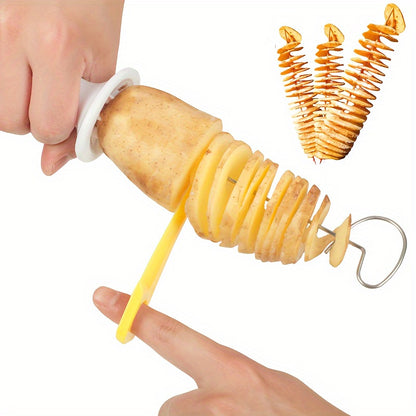 6pcs Set Multifunctional Spiral Potato Slicer, Stainless Steel Manual Tornado Twister Vegetable Cutter for BBQ, Camping Kitchen Tools, No Flint Or Magnesium Rod Included