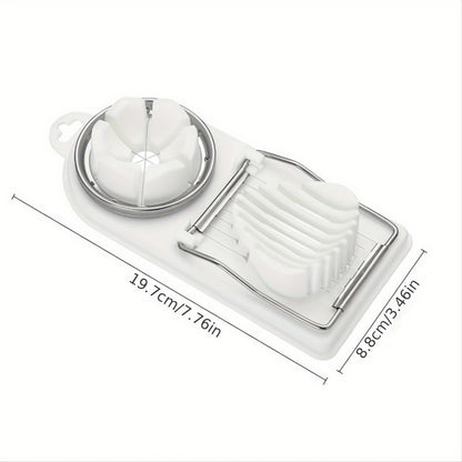 2-in-1 Stainless Steel Egg Slicer & Chopper - Multifunctional Kitchen Gadget for Perfectly Sliced & Diced Boiled Eggs Egg Cooker Egg Slicer for Hard Boiled Eggs