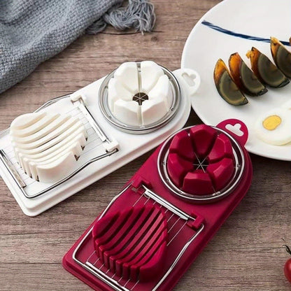 2-in-1 Stainless Steel Egg Slicer & Chopper - Multifunctional Kitchen Gadget for Perfectly Sliced & Diced Boiled Eggs Egg Cooker Egg Slicer for Hard Boiled Eggs
