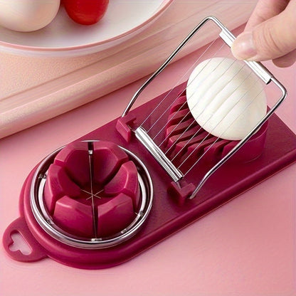 2-in-1 Stainless Steel Egg Slicer & Chopper - Multifunctional Kitchen Gadget for Perfectly Sliced & Diced Boiled Eggs Egg Cooker Egg Slicer for Hard Boiled Eggs