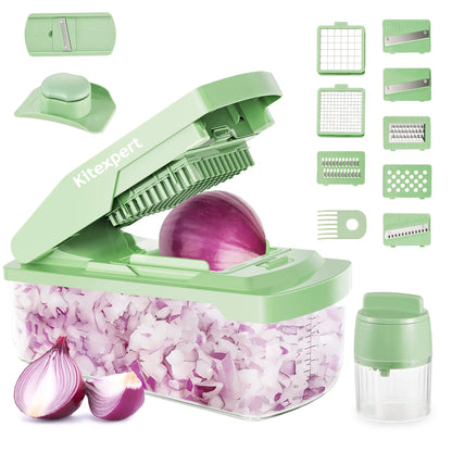 Kitexpert XL Vegetable Chopper with Container - All-in-1 Kitchen Utensils for Food Prep & Meal Prep, Mandoline Slicer, Onion Chopping Tool, Cheese Grater for Camping, Summer Sale Deals,sohochic