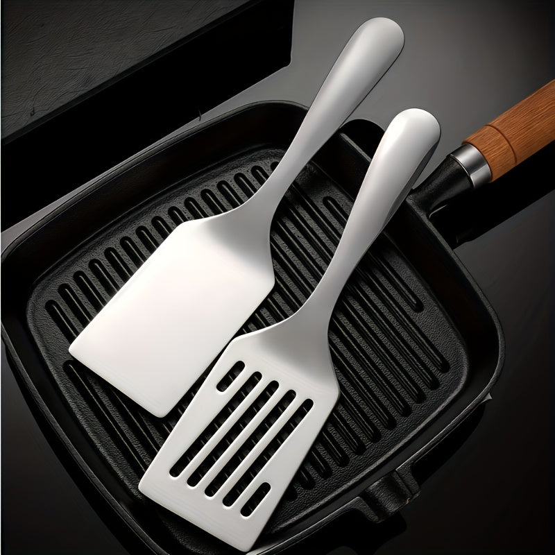 Durable Stainless Steel Turning Spatula - Professional Restaurant & Home Kitchen Tool with Anti-Stick Surface for Steak, Pancake, Burger, BBQ, Pan Cooking - Easy to Clean Design