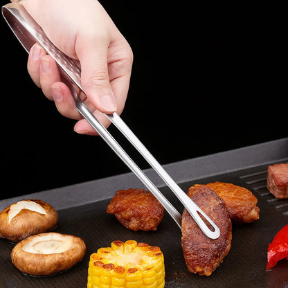 Stainless Steel Korean BBQ Grill Tongs Heavy Duty Rust Resistant with Ergonomic Handles for Steak Salad Vegetables Portable Cooking Tool for Indoor Outdoor Home Camping and Picnics Durable Kitchenware with Sleek Metallic Finish