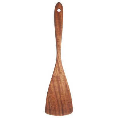 Premium Acacia Wood Spatula with Long Handle - Non-Stick, Flat Bottom for Easy Cooking & Serving