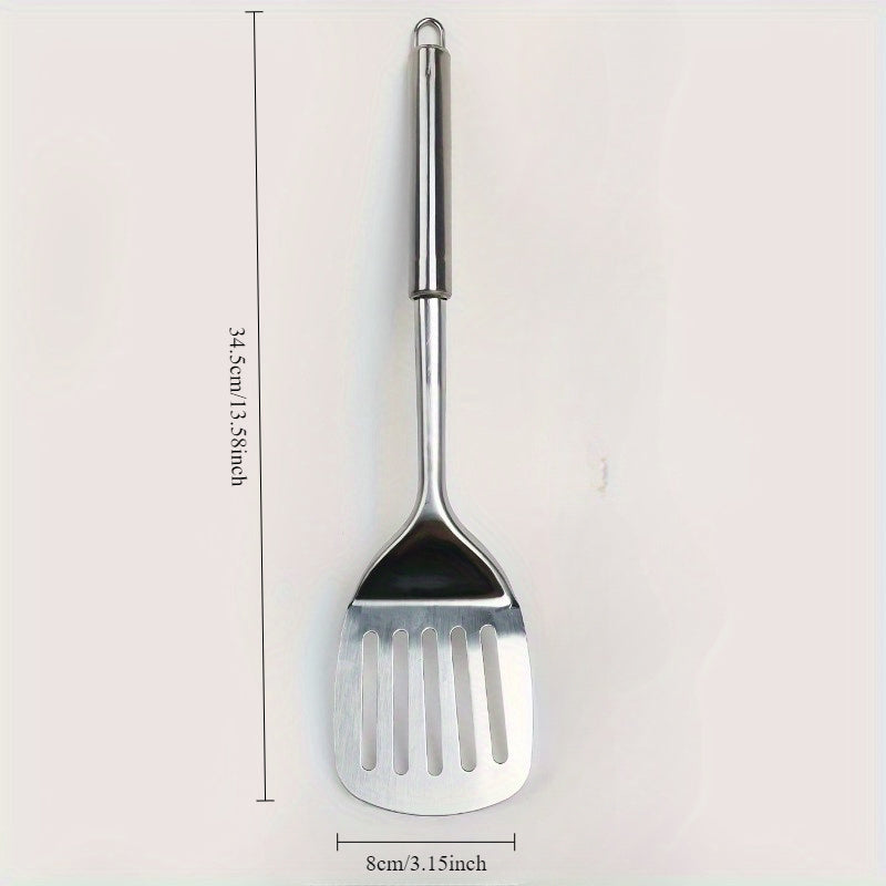 1pc Stainless Steel Slotted Turner Spatula - Cooking & Serving Kitchen Utensil for Sauteing, Flipping Burgers And Steaks